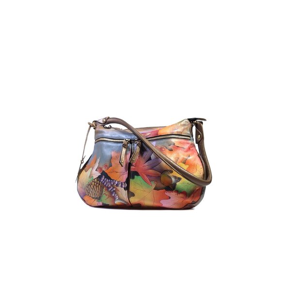 Anuschka Bags Fall Hand Painted Leather Organizer Shoulder Purse - Picture 3 of 12
